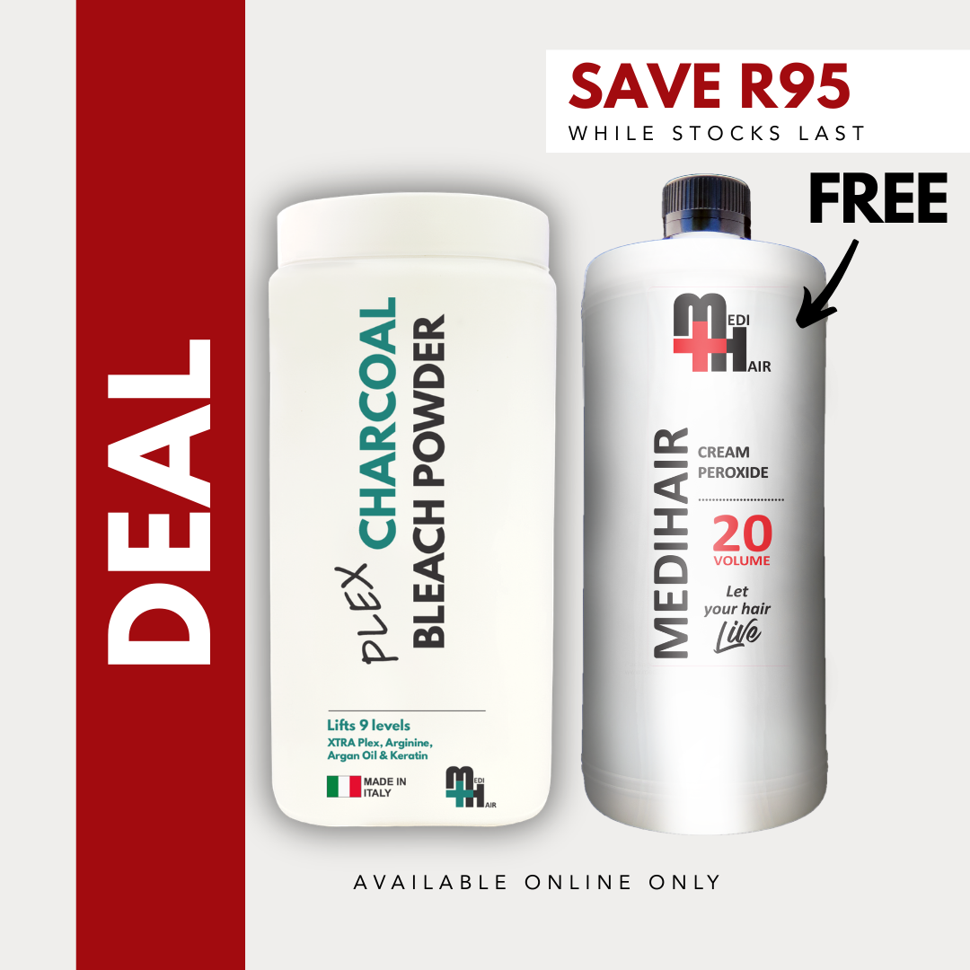 Plex Charcoal Bleach Powder 450g + 20 Vol Cream Peroxide 1l