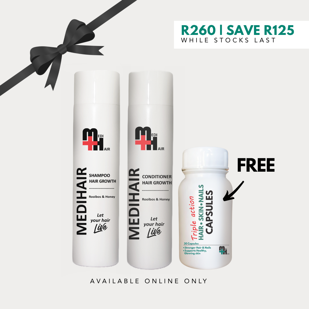 R&H Hair Growth Shampoo & Conditioner 250ml + Triple Act Hair Skin Nail Caps 30's(FREE)