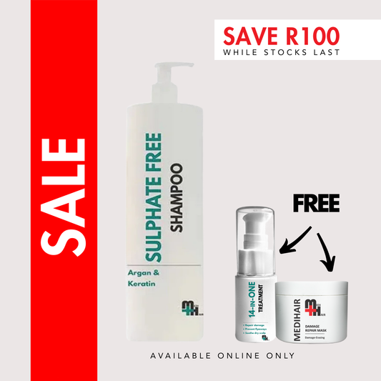 Sulphate Free Shampoo 1lt + 14-in-One Leave In Treatment 50ml(FREE) + Damage Repair Mask 50g(FREE)